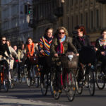 Cyclists ride in Copenhagen